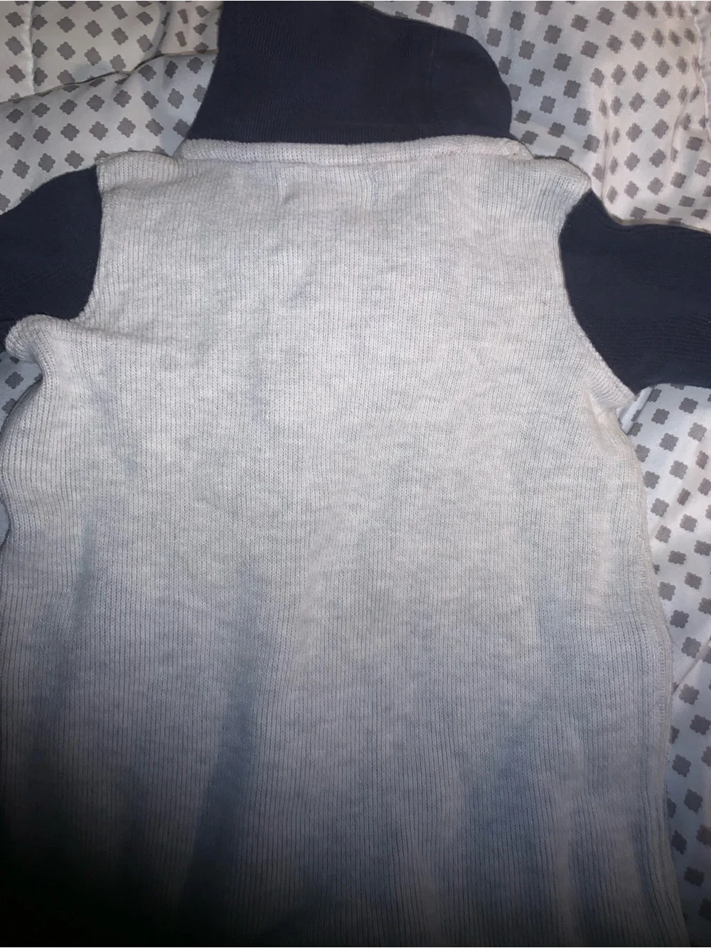 Polo by Ralph Lauren Navy & Light Gray Knit Footed One-Piece